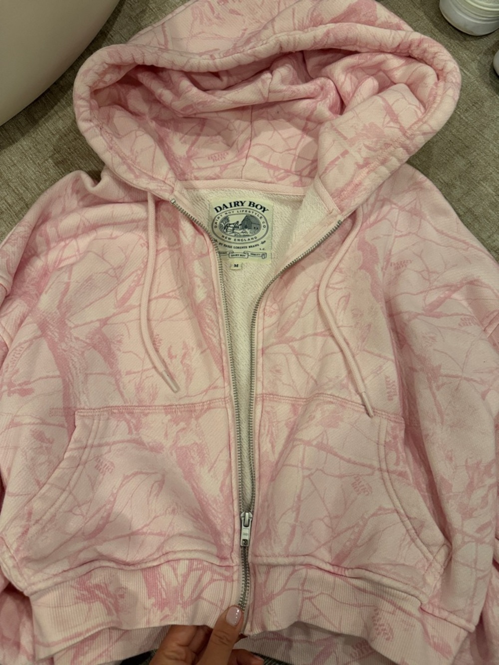 Dairy Boy Pink Hooded Zip-Up Sweater
